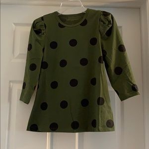 Stella & Dot Olive Polka Dot Puff Sleeve Top Small